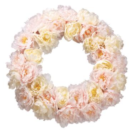 FWP020 (30062) - Peony Wreath Wh/Pk 22"