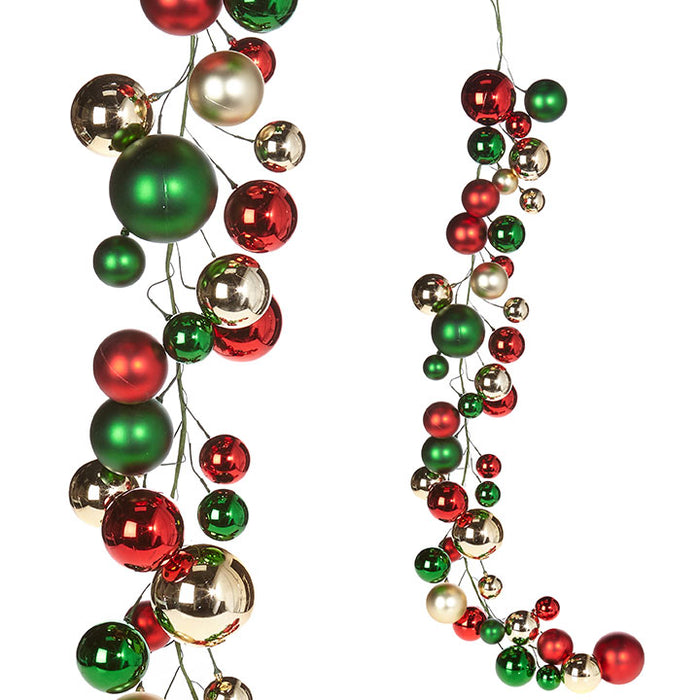 G3832768 (27682) - Ball Garland Red/Green/Gold 4'