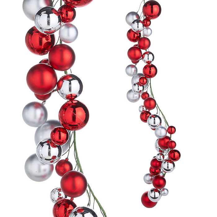 G4032703 (27683) - Ball Garland Red/Silver 4'