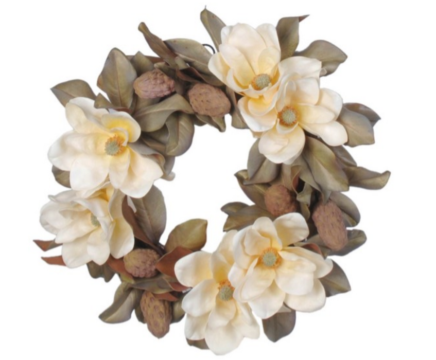GW94054N.BIAS (26236) - Magnolia Flower/Leaf Wreath 24"
