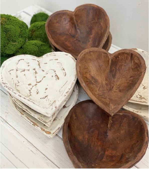 HDB-NAT (29467) - Small Heart Dough Bowl Natural 11"X12"