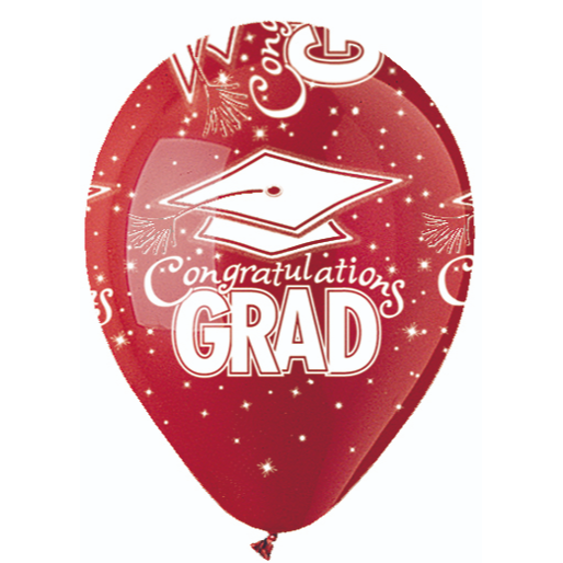 9500284 (15548) - Latex Balloon 12" Congrats Grad Red