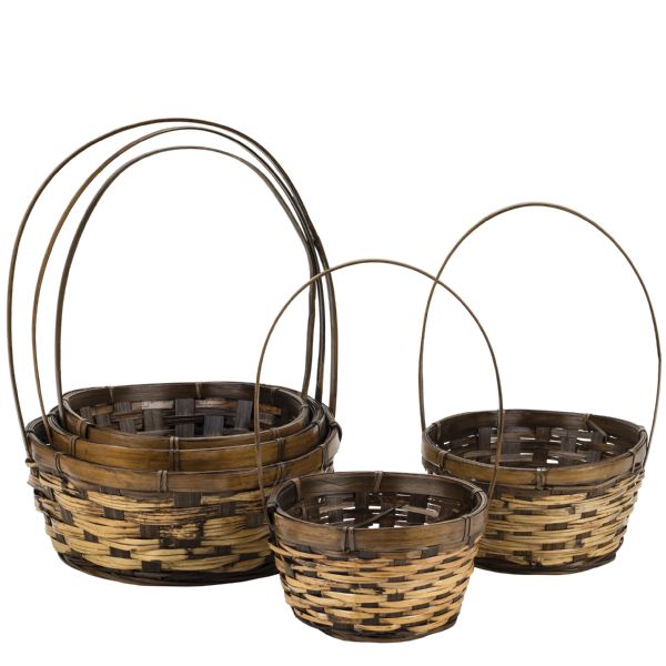 5-009CWE/5 (16649) - 6"-10" Round Stained Baskets with Handle, 5/Set