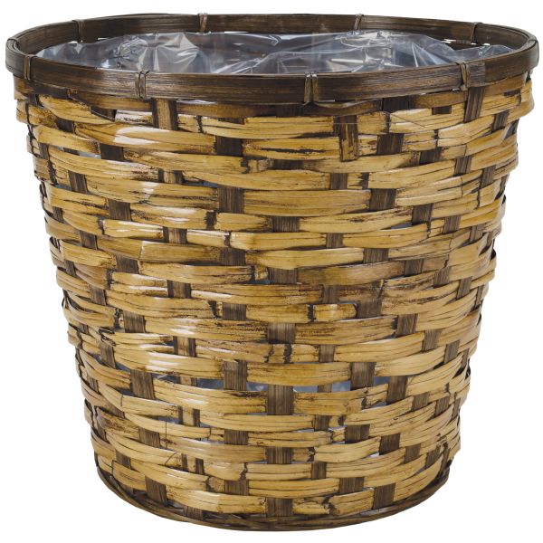 3-188DWE/1 (22665) - 12" Stained Bamboo Rattan Planter