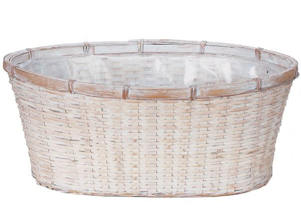 2-836EWW/1 (16650) - 14.5" White Oval Double Potcover, Holds Two 6" Pots, 14.5" x 8" x 6"