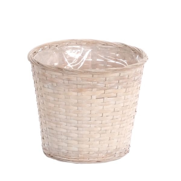 3-516EWW/1 (30915) - 7" White Wash Bamboo Planter, 7" x 6"