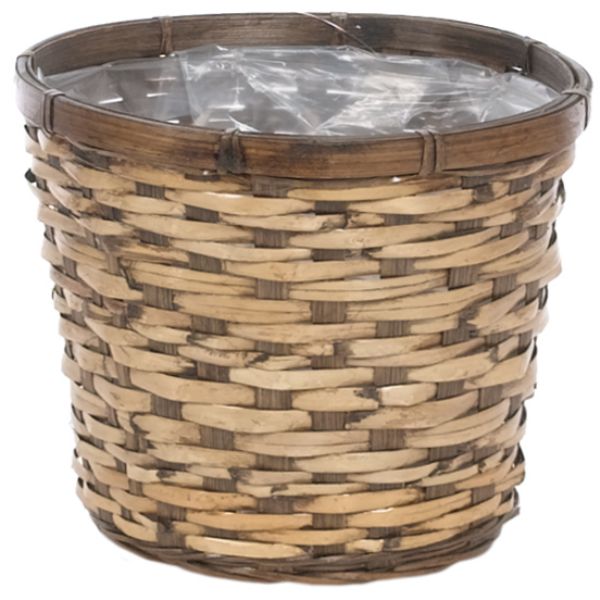 3-516CWE/1 (30239) - 6.5" Stained Rattan & Bamboo Basket Potcover