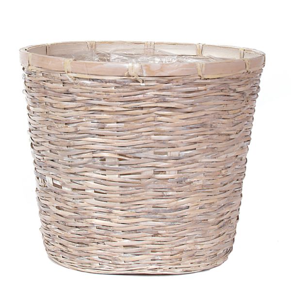 3-188DWW/1 (25545) - 12" White Bamboo Rattan Planter