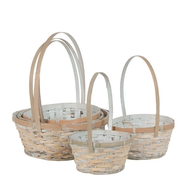 5-009CWW/5 (27384) - 6"-10" Round White Baskets with Handle, 5/Set