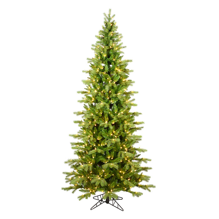 K186176LED (100) - Balsam Spruce Slim Artificial Christmas Tree 7.5' x 44", Warm White LED Lights