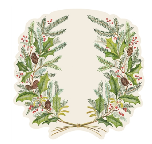 KP1310EF (12) - Placemat Die Cut Christmas Sprigs 12 Sheet