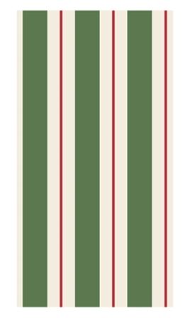 KP1467 (30394) - Guest Napkin Green/Red Stripe 16