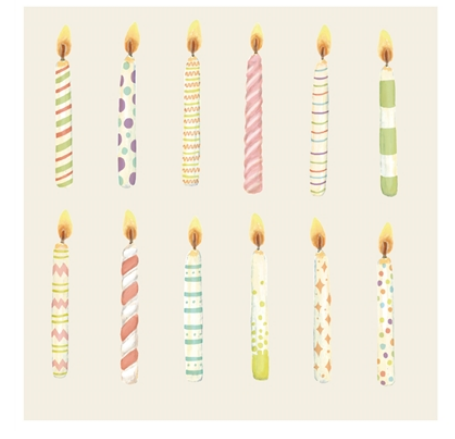 KP1503 (21) - Cocktail Napkin Birthday Candles Plaid Pink 20/Pack