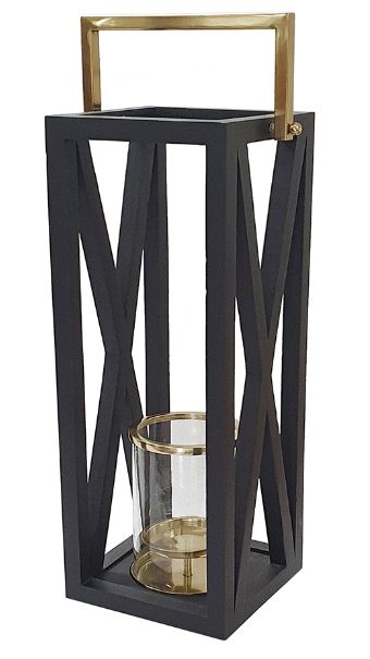 LB78280-DS (30613) - Lantern Blk Mangowood Gd Metal