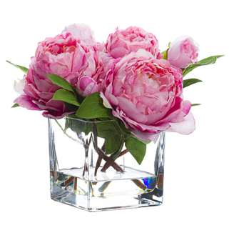 LFP309-PK (27110) - Peony In Glass Vase 9"
