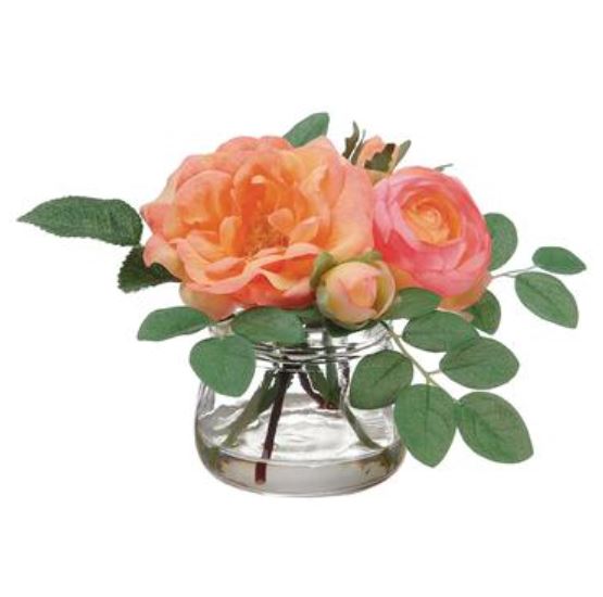 LFX564-CO/PE (30538) - Ranunculus/Rose Gla Vase 4" Co