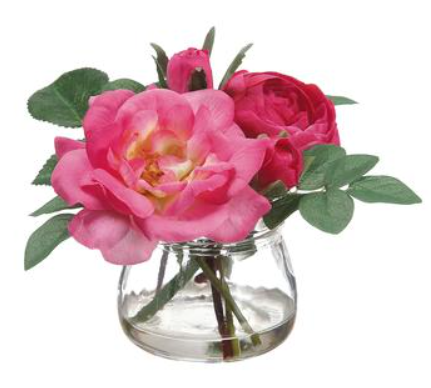 LFX564-FU/TT (28158) - Ranunculus/Rose In Gla Vase 4"