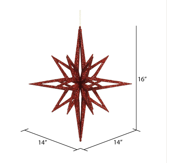 M148303 (11640) - Star Christmas Ornament 16" Iridescent Red