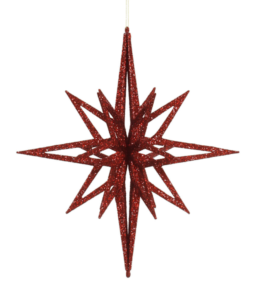 M148303 (11640) - Star Christmas Ornament 16" Iridescent Red
