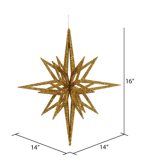 M148308 (11639) - Star Christmas Ornament 16" Iridescent Gold
