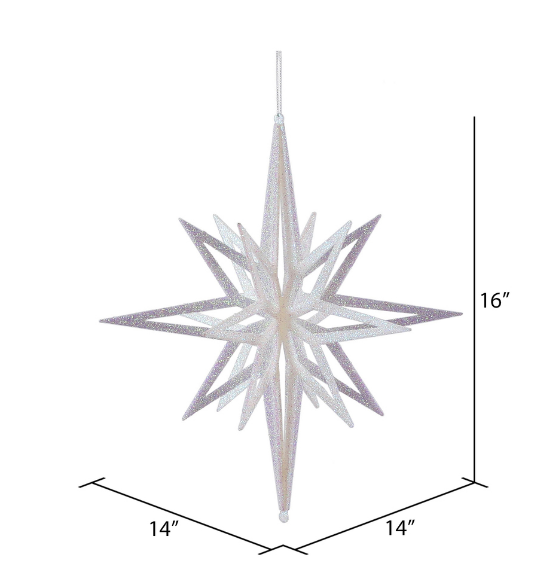 M148311 (11633) - Star Christmas Ornament 16" Iridescent White