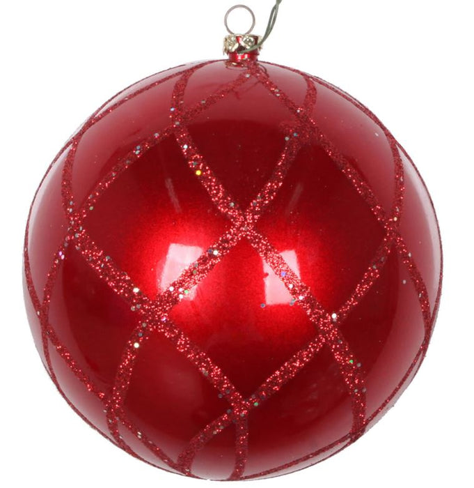 MT198103D (30638) - Ball Ornament Glitter Bag/3, 4.75" Red