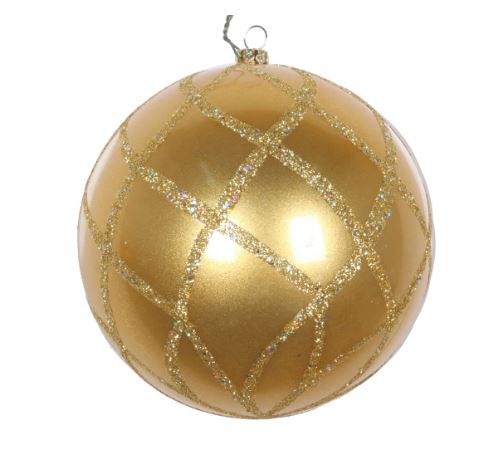 MT198108D+ (28027) - Glitter Net Ornament 4.75" Gold