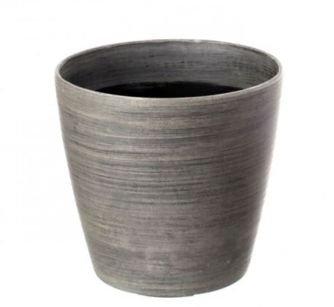 MT20788 (31461) - Fiber Resin Cortina Round Planter Grey/Black 10"X11"