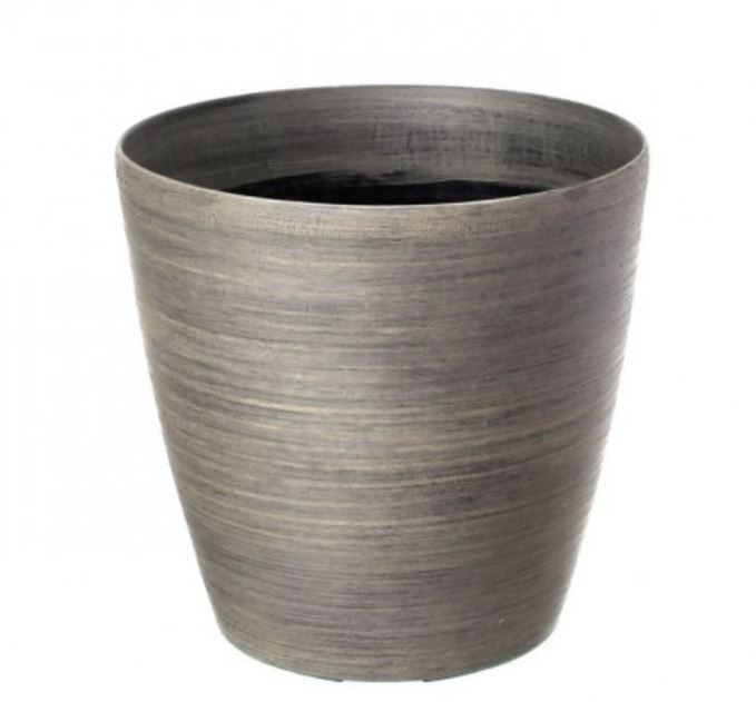 MT20789 (31462) - Fiber Resin Cortina Round Planter Grey/Black 13"X13.5"