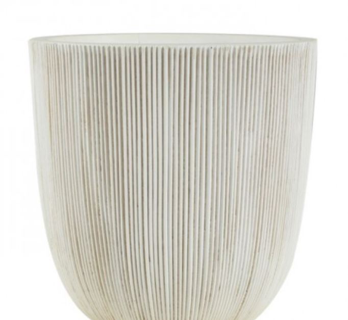 MT25331 (31466) - Fiber Resin Grooved Planter White 12"X12.5"