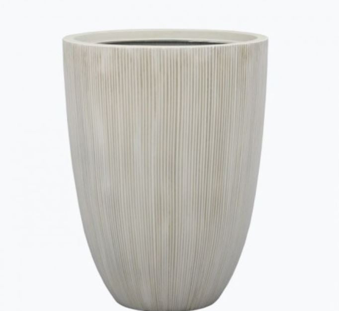 MT25332 (31467) - Fiber Resin Grooved Tall Planter White 17.25"X22.5"
