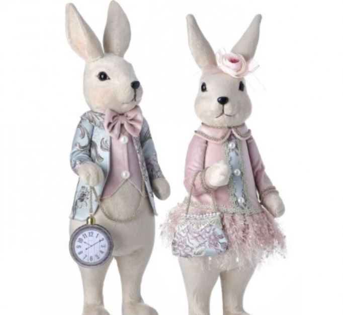 MT25571 (31437) - Elegant Dressed Bunny Couple Bl/Up 20" St/2