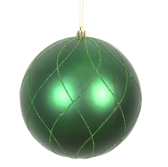 N170824D (11643) - Glitter Swirl Ball 8" Emerald Matte