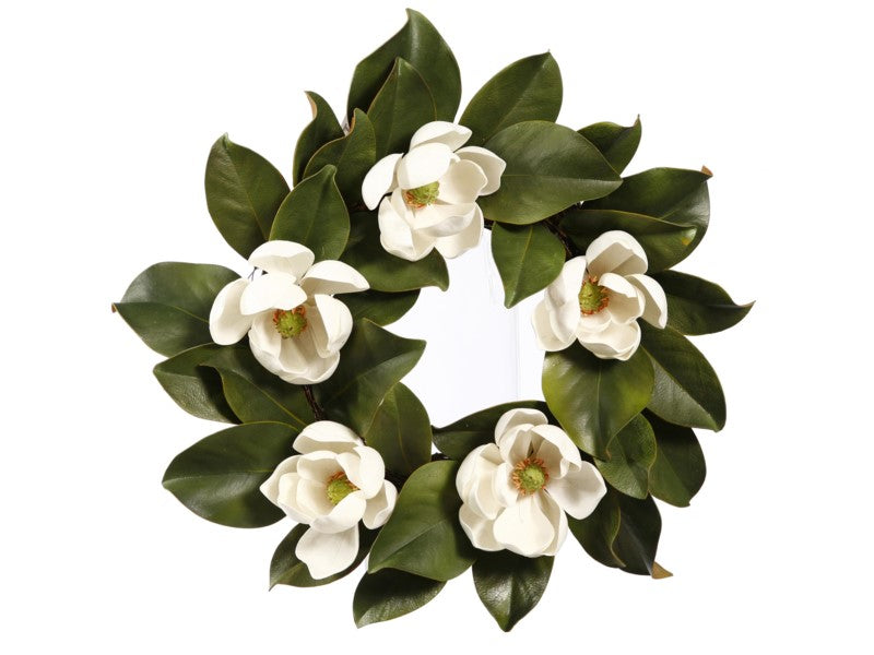 P4206.WH (27354) - Magnolia Wreath W/Flowers 16"