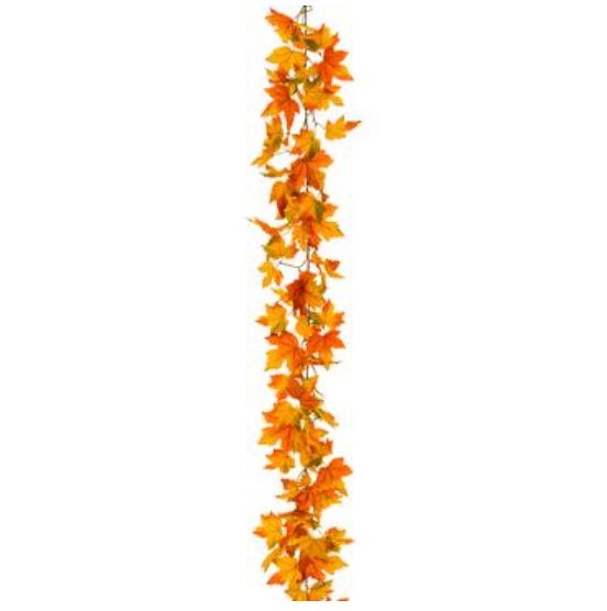 PGM117-YE/OR (30232) - Maple Leaf 6' Garland Yellow/Orange