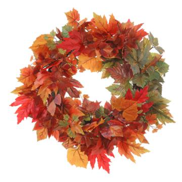 PWM102-OR/GR (28253) - 27" Maple Leaf Wreath Orange/Green