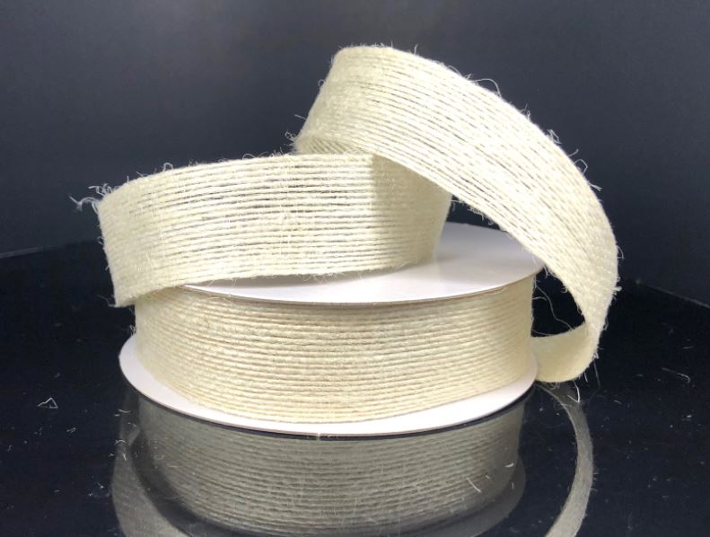 Q440805-18 (28334) - Narrow Burlap 7/8" X 10Y Ivory