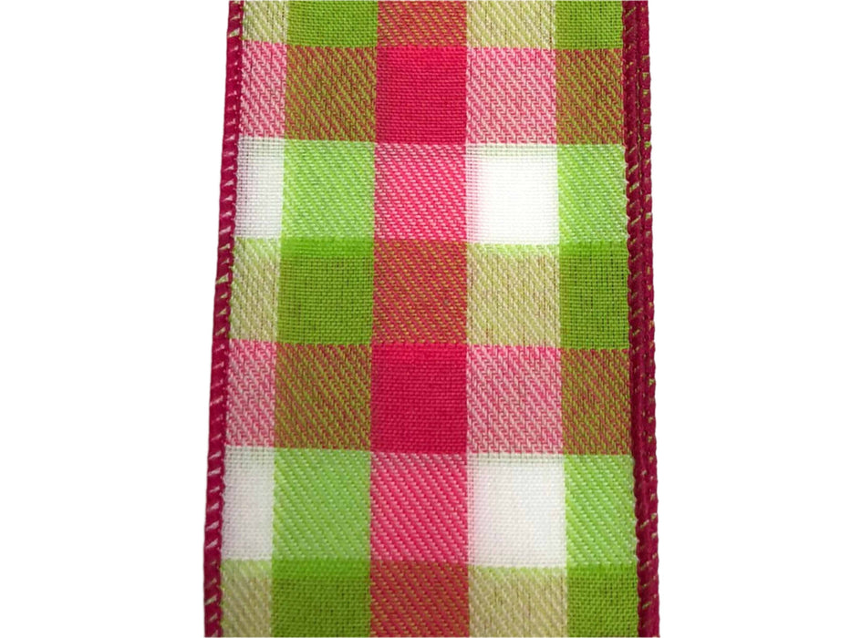 Q501940-638 (28186) - Chex Plaid - 2.5" x 50yd - Lime/Fuchsia