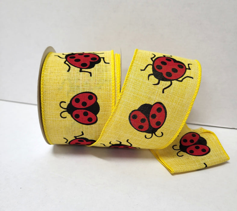 Q617140-22 (26696) - Yelw Canvs/Big Ladybugs 2.5"X10Y