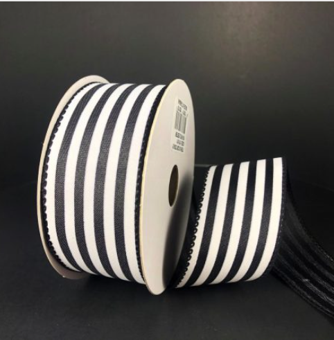 Q817209-21 (28401) - Black White Stripe 1.5"X10Yds