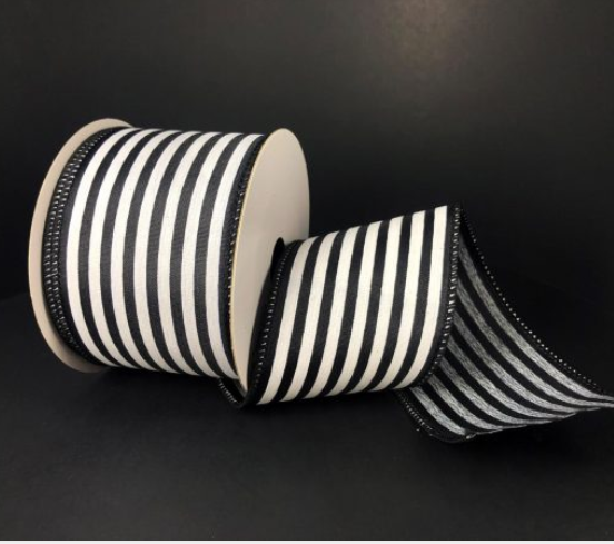 Q817240-21 (28402) - Black White Stripe 2.5"X10Yds