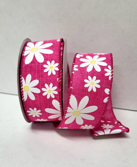 Q917309-28 (26713) - Fuchsia Linen/Daisy 1.5"X10Yd