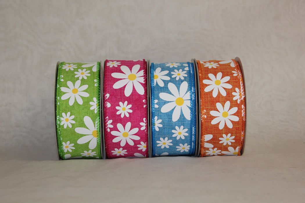 Q917309-39 (26716) - Aqua Linen/Daisy 1.5"X10Yd
