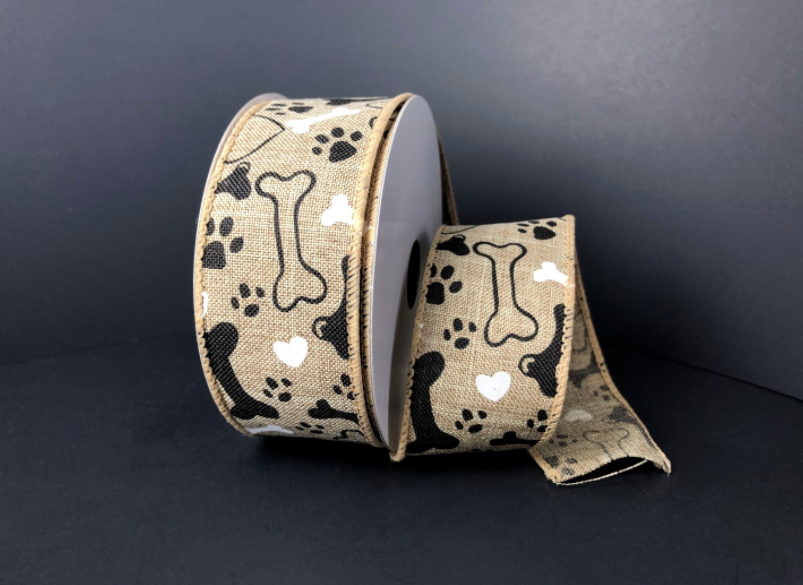 Q919609-15 (26700) - Nat Bn Paws Heart Lin 1.5"X10