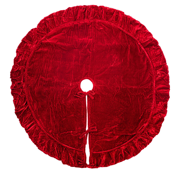 QTX17753 (11635) - Velvet Christmas Tree Skirt 84" Plush Red