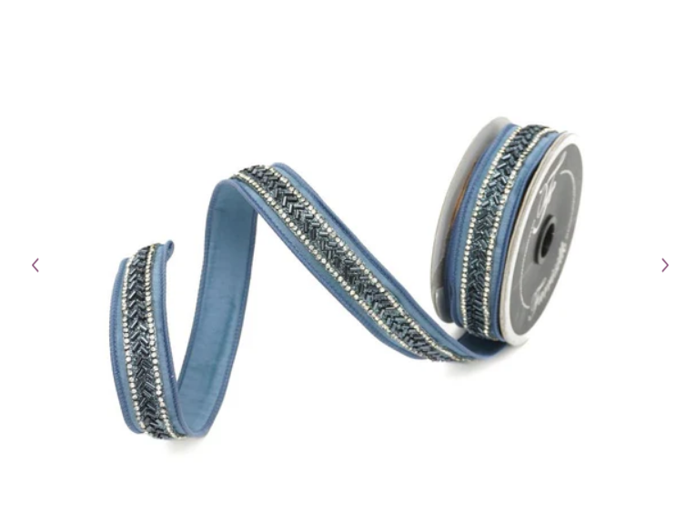 RK329-17 (11453) - Blue Baguette Stones, 1"X5Yd Steel Blue