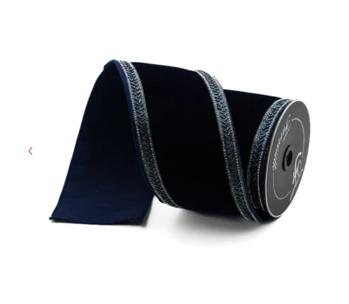 RK330-21 (11452) - Velvet Blue Baguette Stones, 4"X5Yd Navy Blue