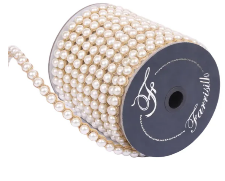 RK918-62 (11451) - Pearl Garland 1/2"X5Yd Ivory/Gold