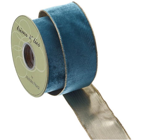 RV3003-TL/GO (32158) - Velvet Teal/Gold 2.5"X10Yd
