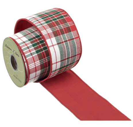 RW2797-RE/GR (32163) - Plaid Ribbon Re/Gr 4"X10Yd